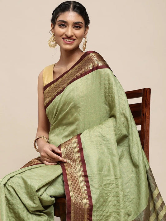 Exclusive Pista Colour Self Butti Design Uppada Cotton Silk Saree by My Store