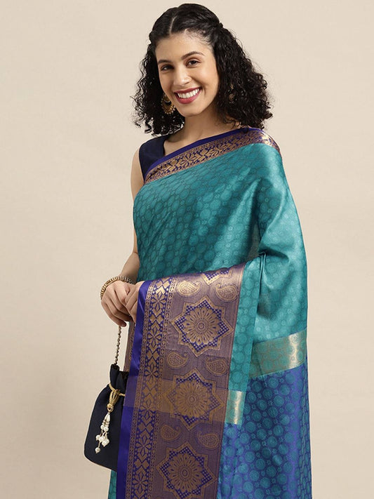 Rama Colour Self Butti Design Uppada Cotton Silk Saree by My Store