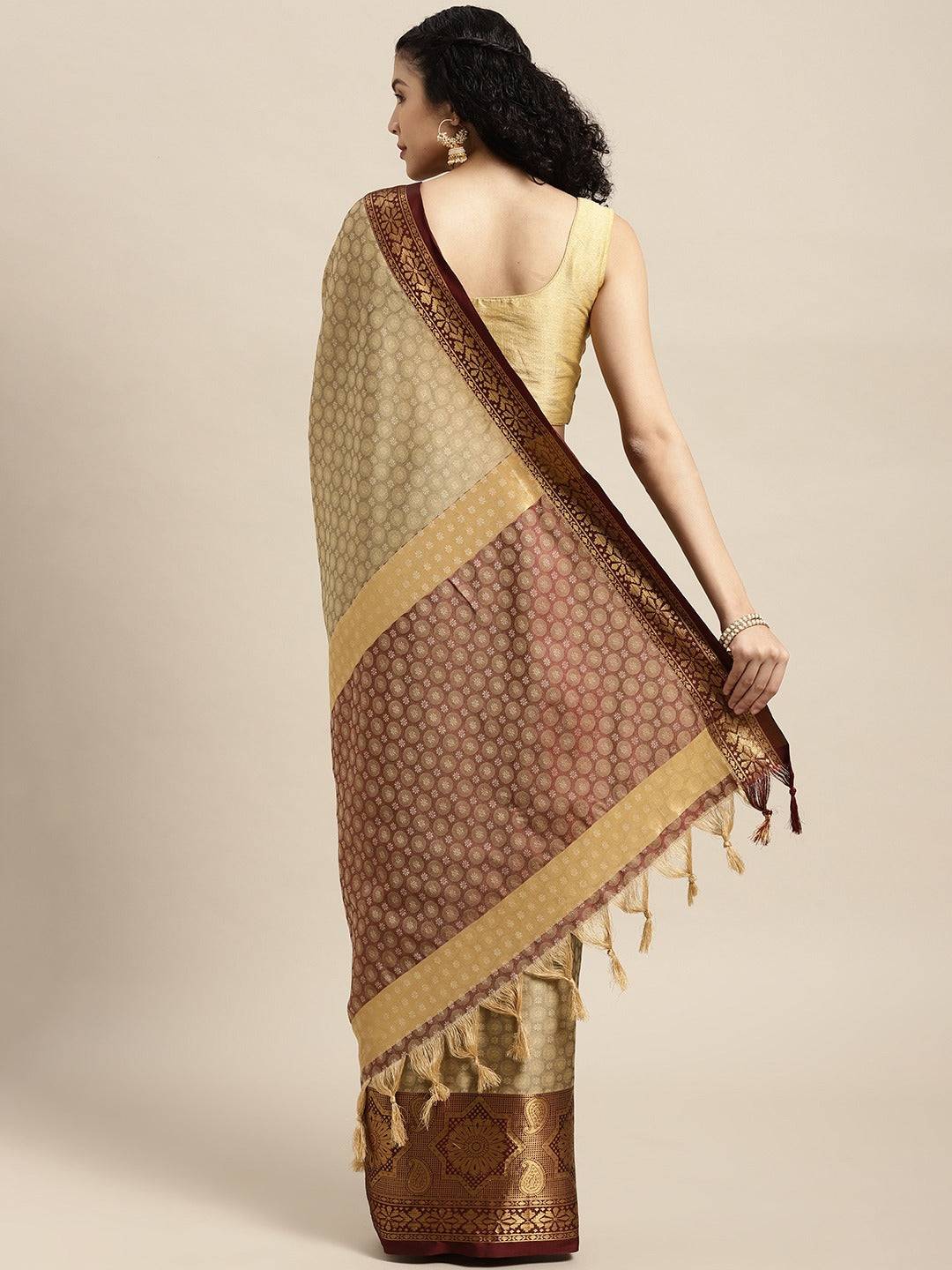 Brown Colour Self Butti Design Uppada Cotton Silk Saree by My Store