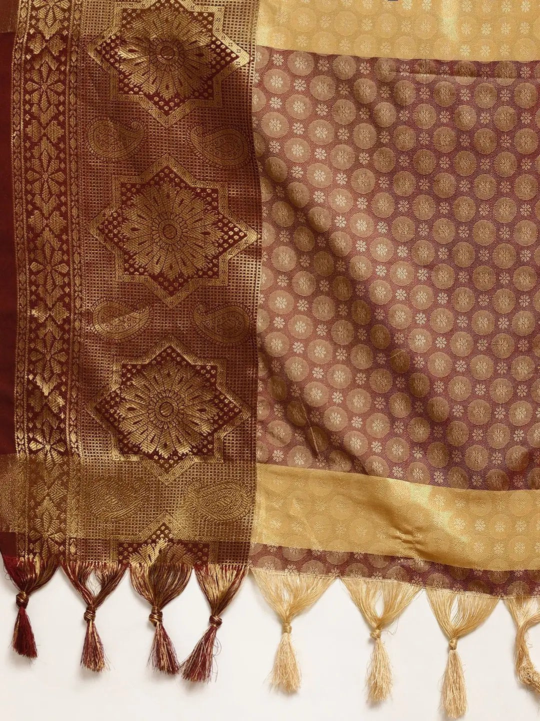 Brown Colour Self Butti Design Uppada Cotton Silk Saree by My Store