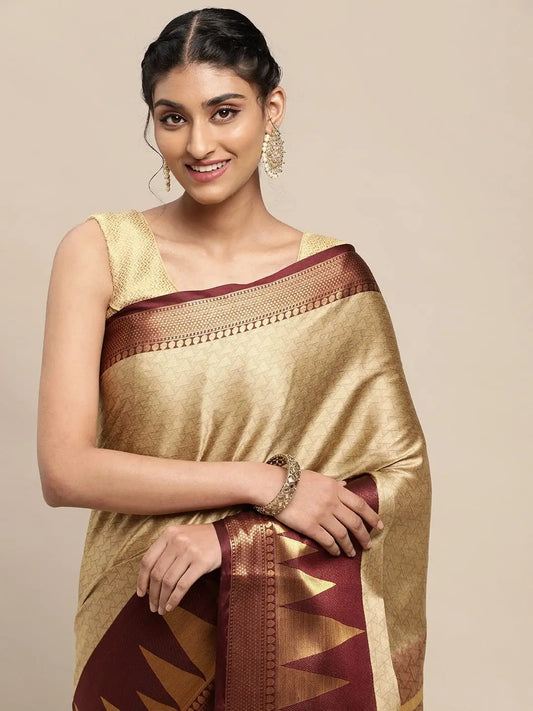 Beautiful Banarasi Silk Saree With Geometric Print