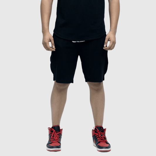 Black Textured Comfortable Fit Shorts