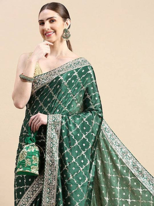 Poly Chiffon Abstract Printed Saree by My Store
