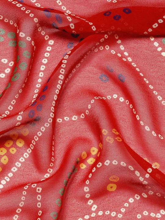 Sequinned Poly Georgette Bandhani Saree by My Store