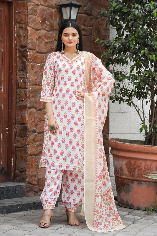 Casual Wear Printed Cotton Kurta Set