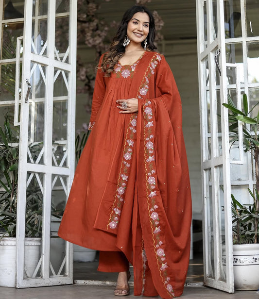 Bright Orange Kurta set for womens