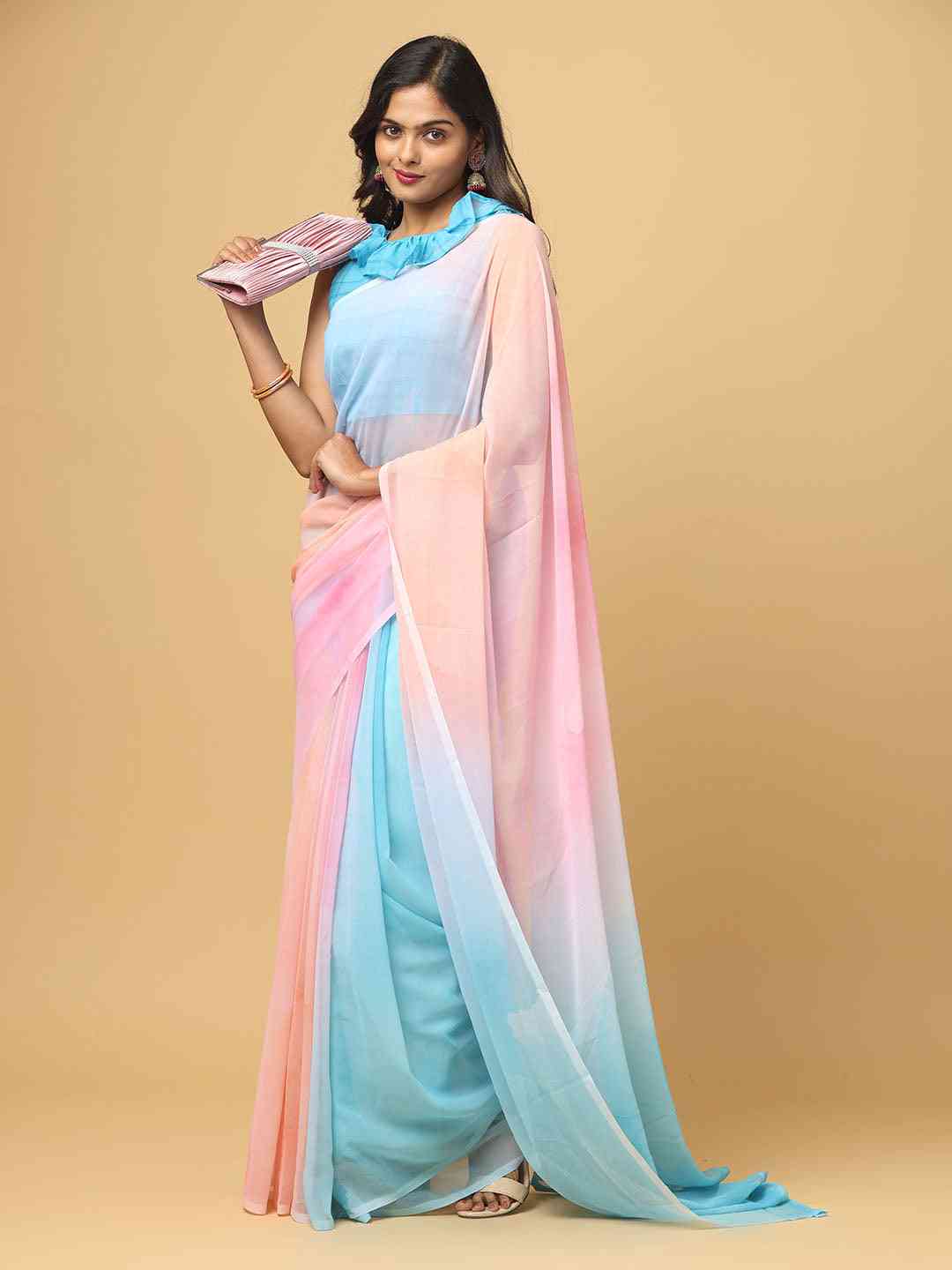Ombre Soft Georgette Digital Print Saree by My Store