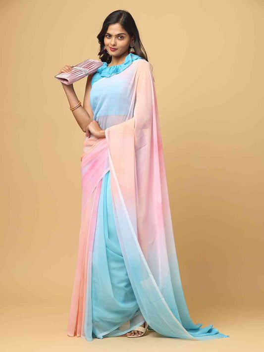 Ombre Soft Georgette Digital Print Saree by My Store