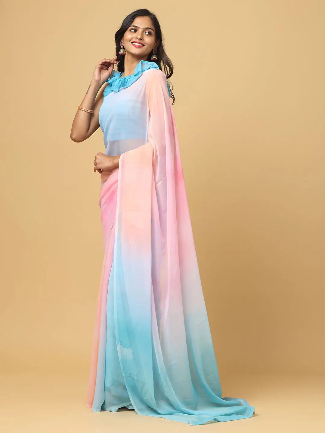 Ombre Soft Georgette Digital Print Saree by My Store