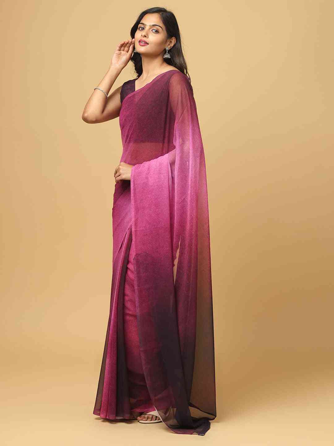 Ombre Soft Georgette Digital Print Saree by My Store