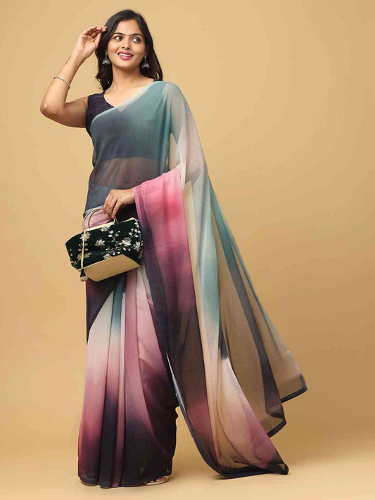 Ombre Soft Georgette Digital Print Saree by My Store