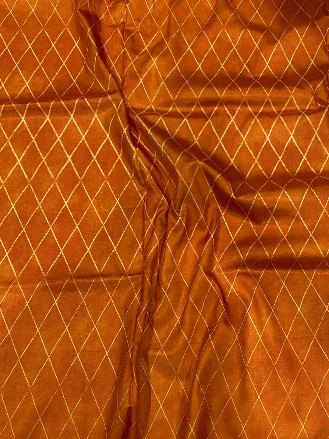 Orange Leheriya Gamthi Silk Sarees by My Store
