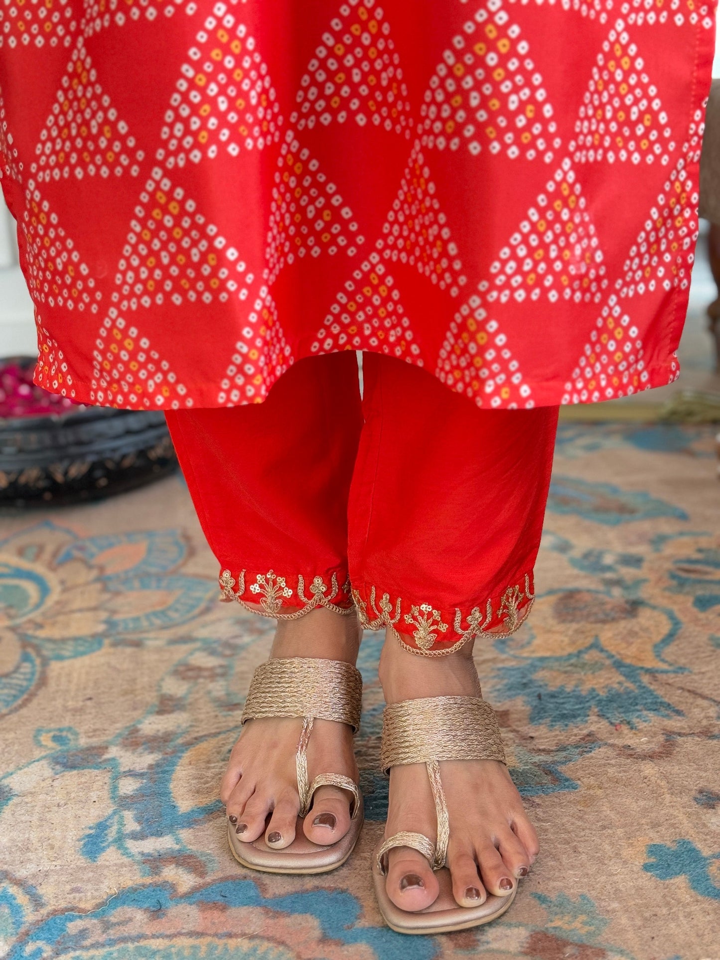 Orange Viscose Kurta set for Women