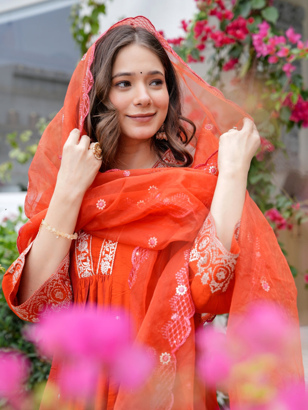 "Rustic Radiance Orange Kurta Outfit"