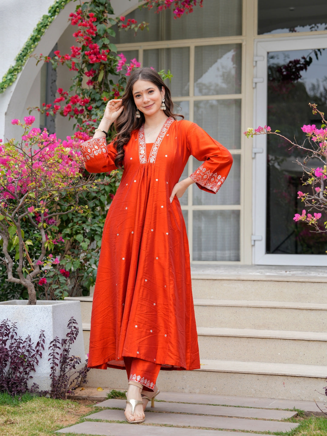 "Rustic Radiance Orange Kurta Outfit"
