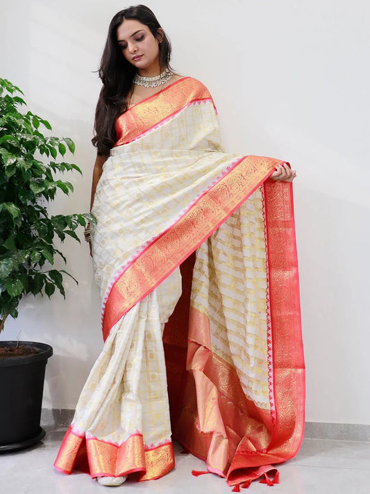 Divine Elegance Attractive Soft Silk Temple Border Gadwal Saree by My Store