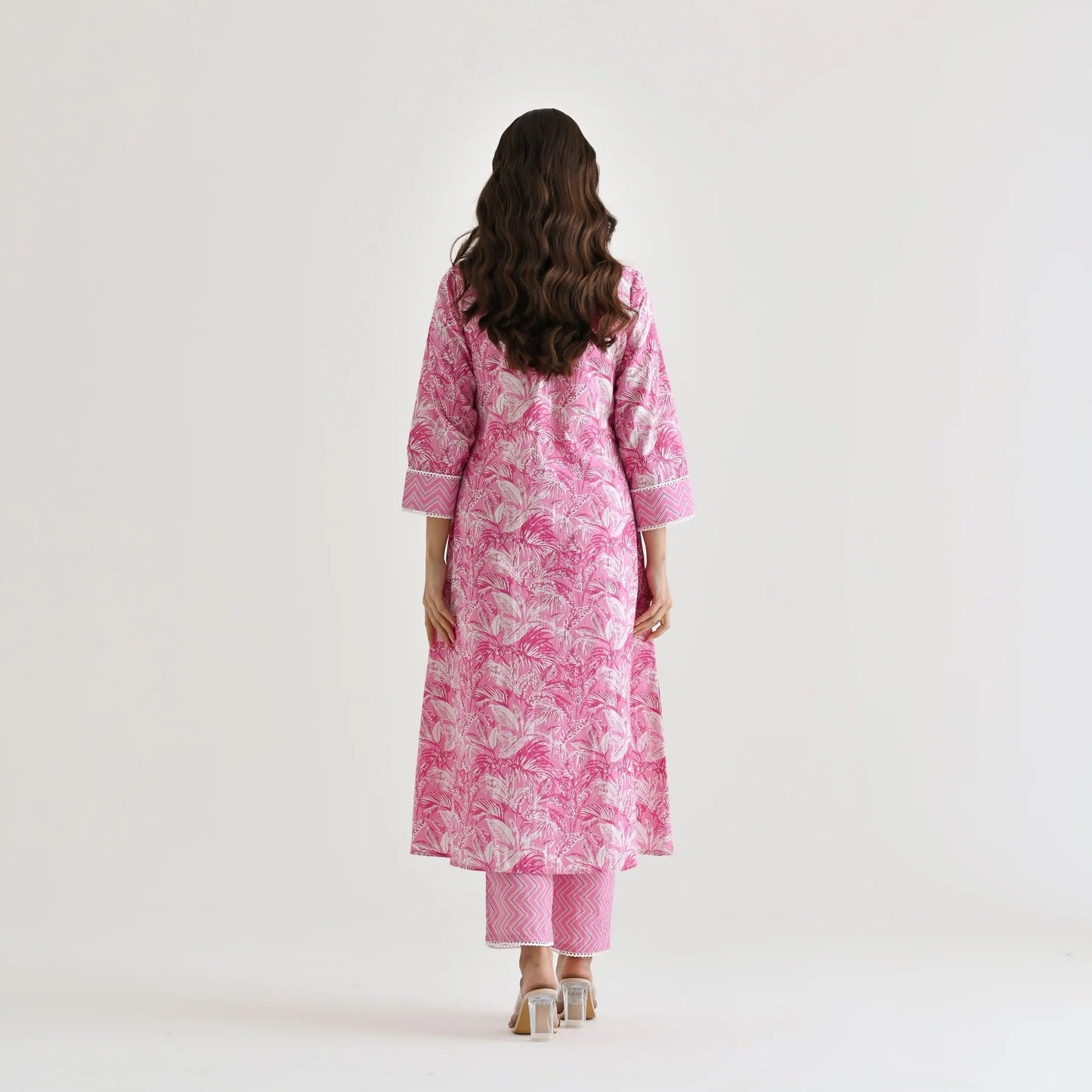 Casual Wear Rayon Pink Kurta Set