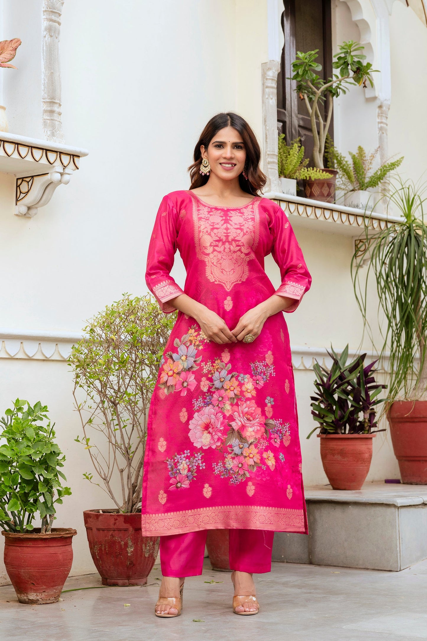 Chic Pink Printed Kurta for Women – Casual & Ethnic Wear