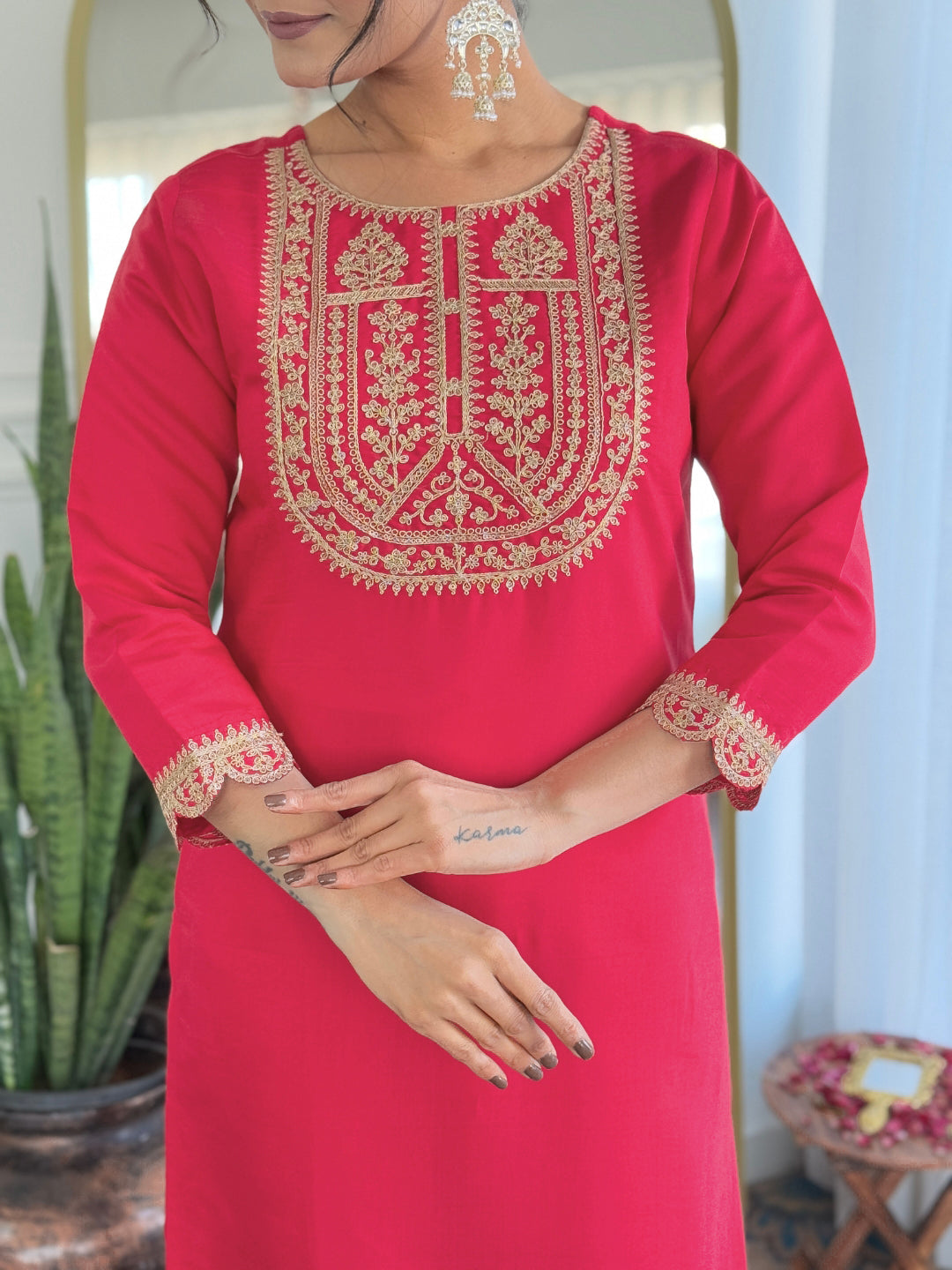 Classic Pink ethenic kurta set for women