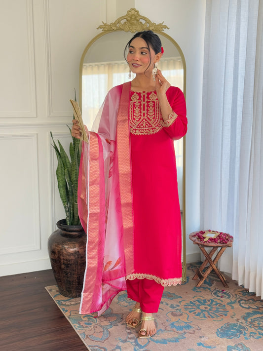 Classic Pink ethenic kurta set for women