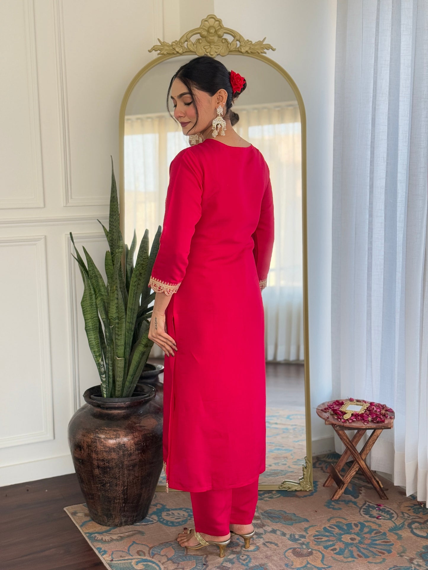 Classic Pink ethenic kurta set for women