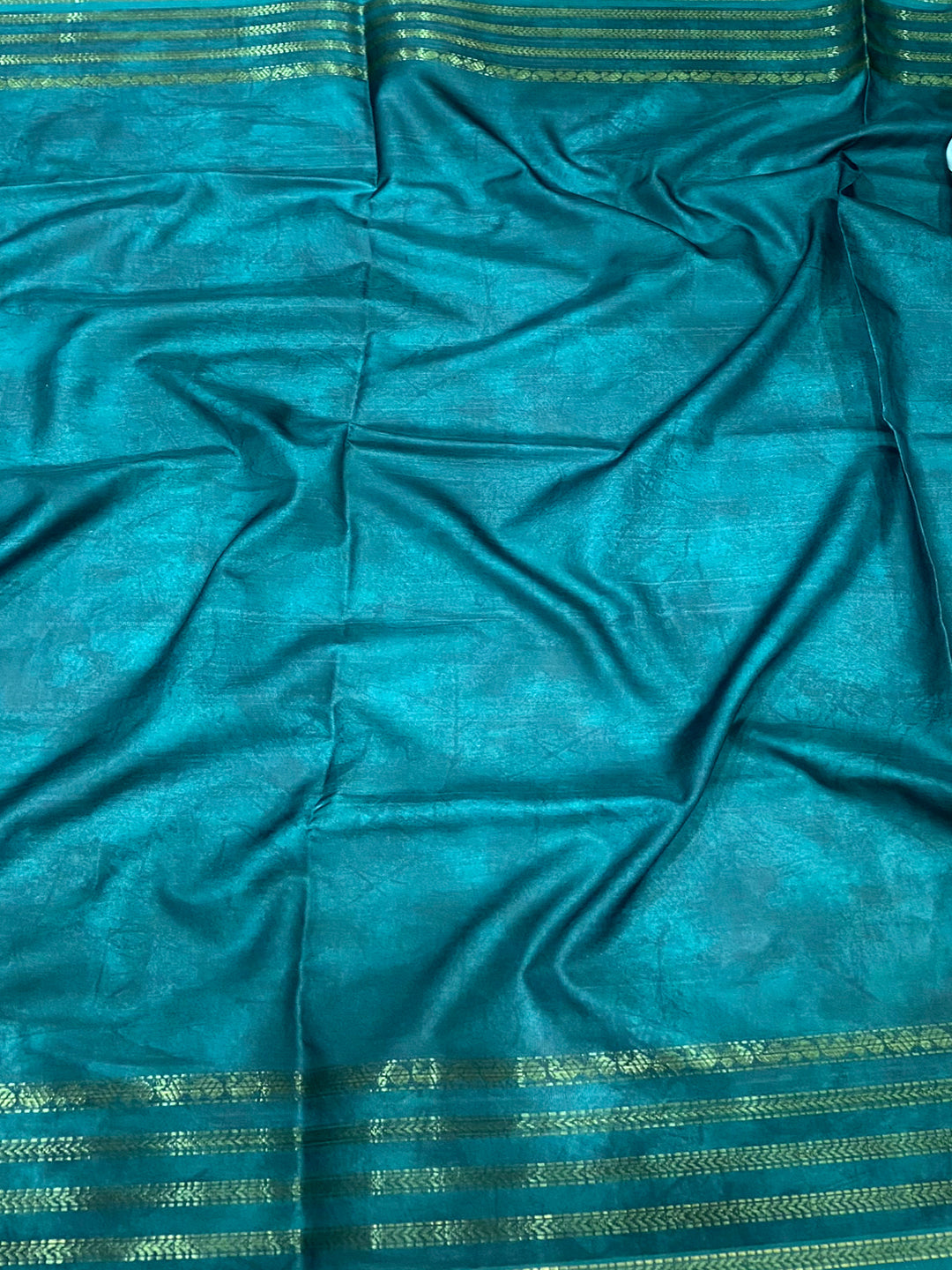 Turquiose Japanese Freehand Digital Print Saree