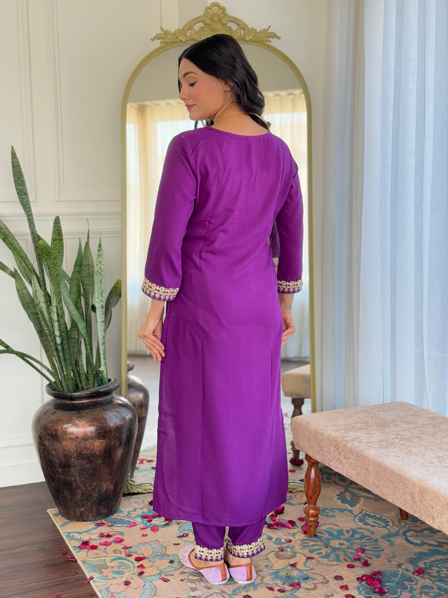 Luxrious Purple Kurta Set with Dupatta and Bottom