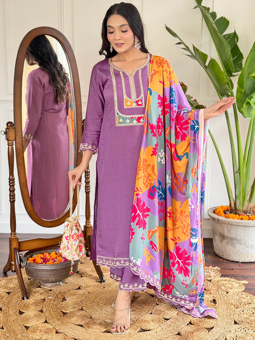 Lavender Dreams Purple Kurta Set for laddies