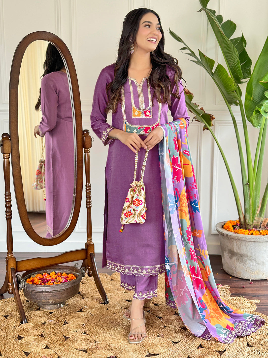 Lavender Dreams Purple Kurta Set for laddies