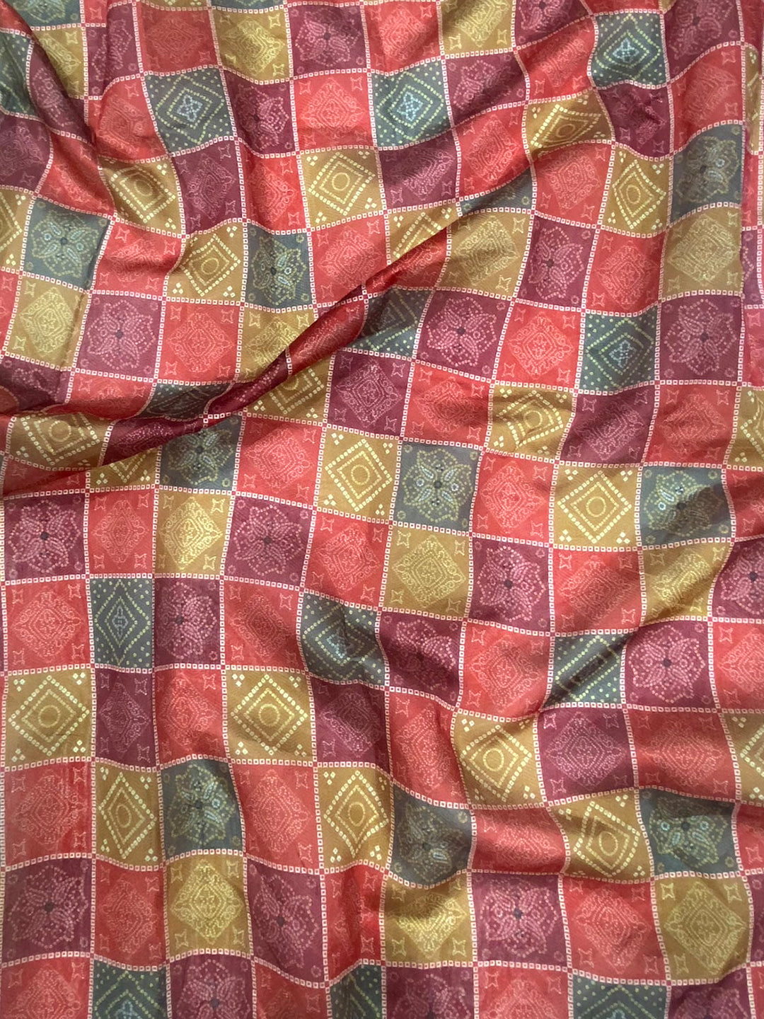 Cream Bandhej Patch Work Tissue Saree by My Store