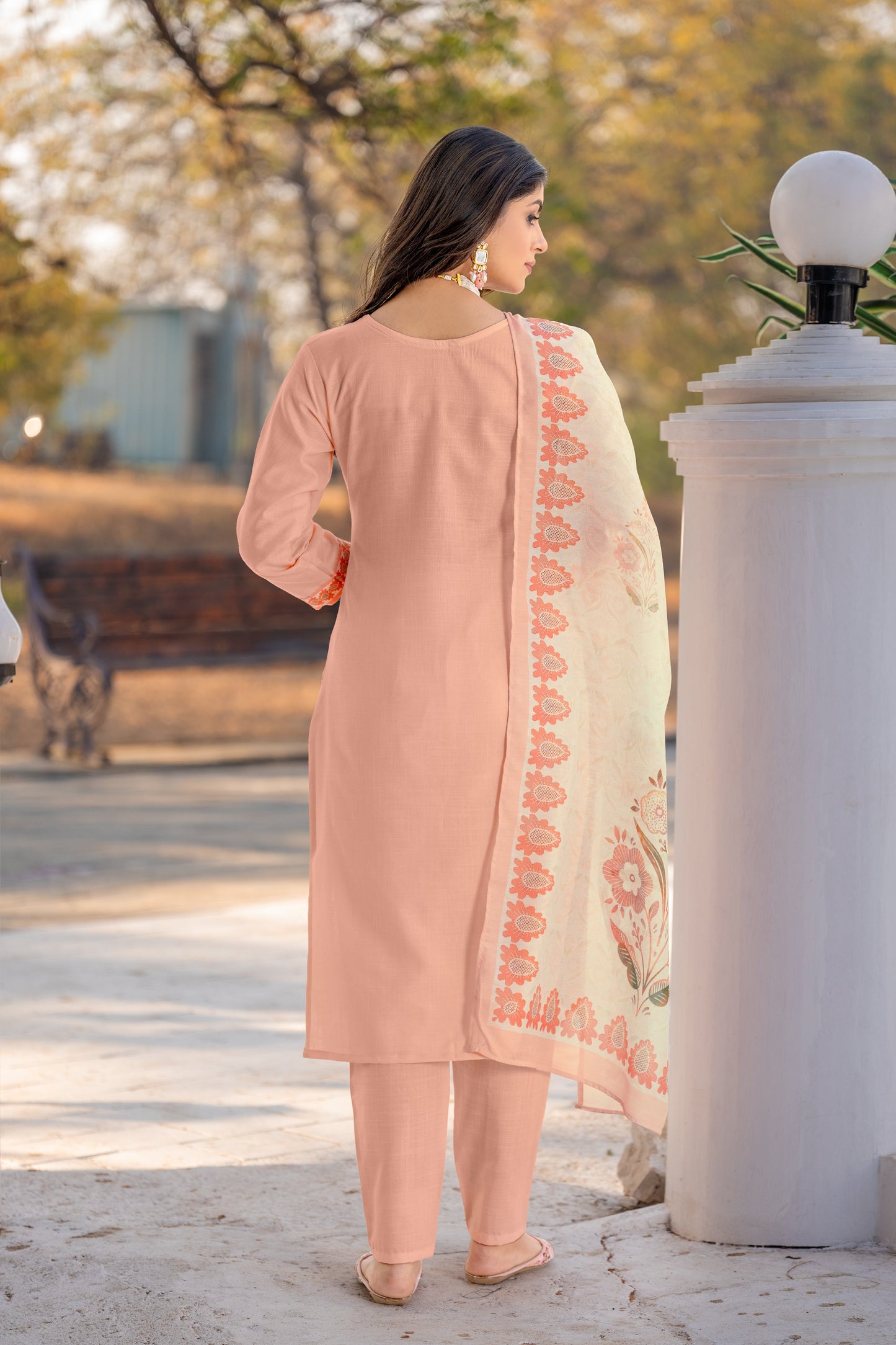 Beautiful Peach Kurta Set For Women