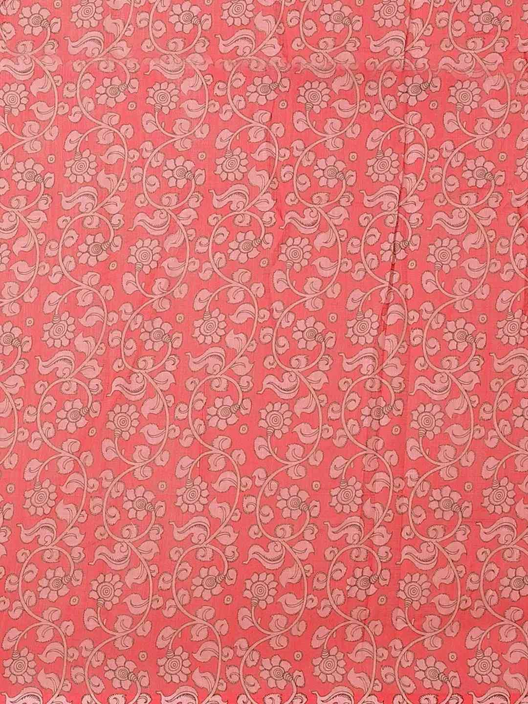 Pure Linen Pen Kalamkari Digital Print Party Wear Saree by My Store