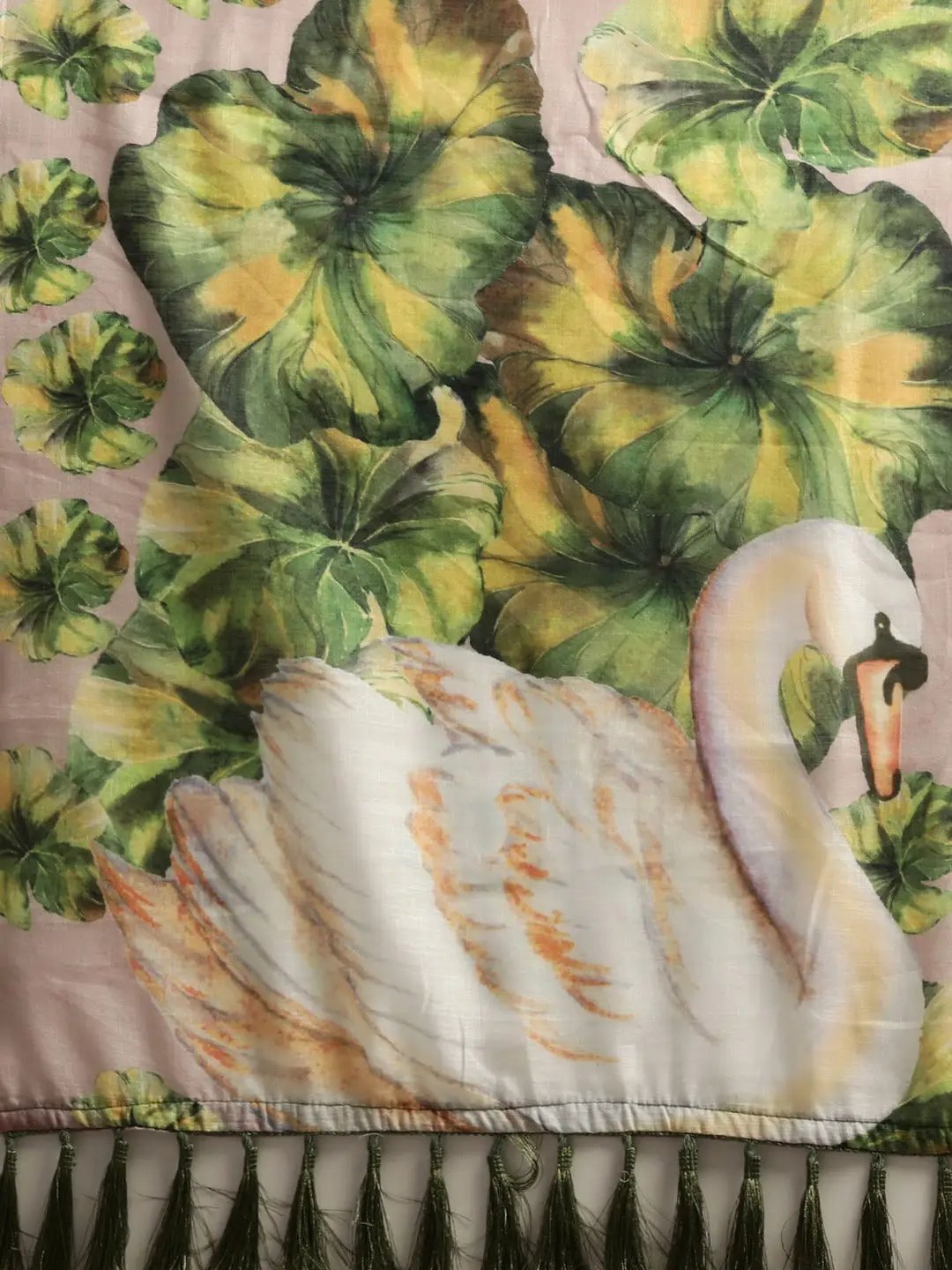Beautiful Green Colour Linen Botanical Printed Saree