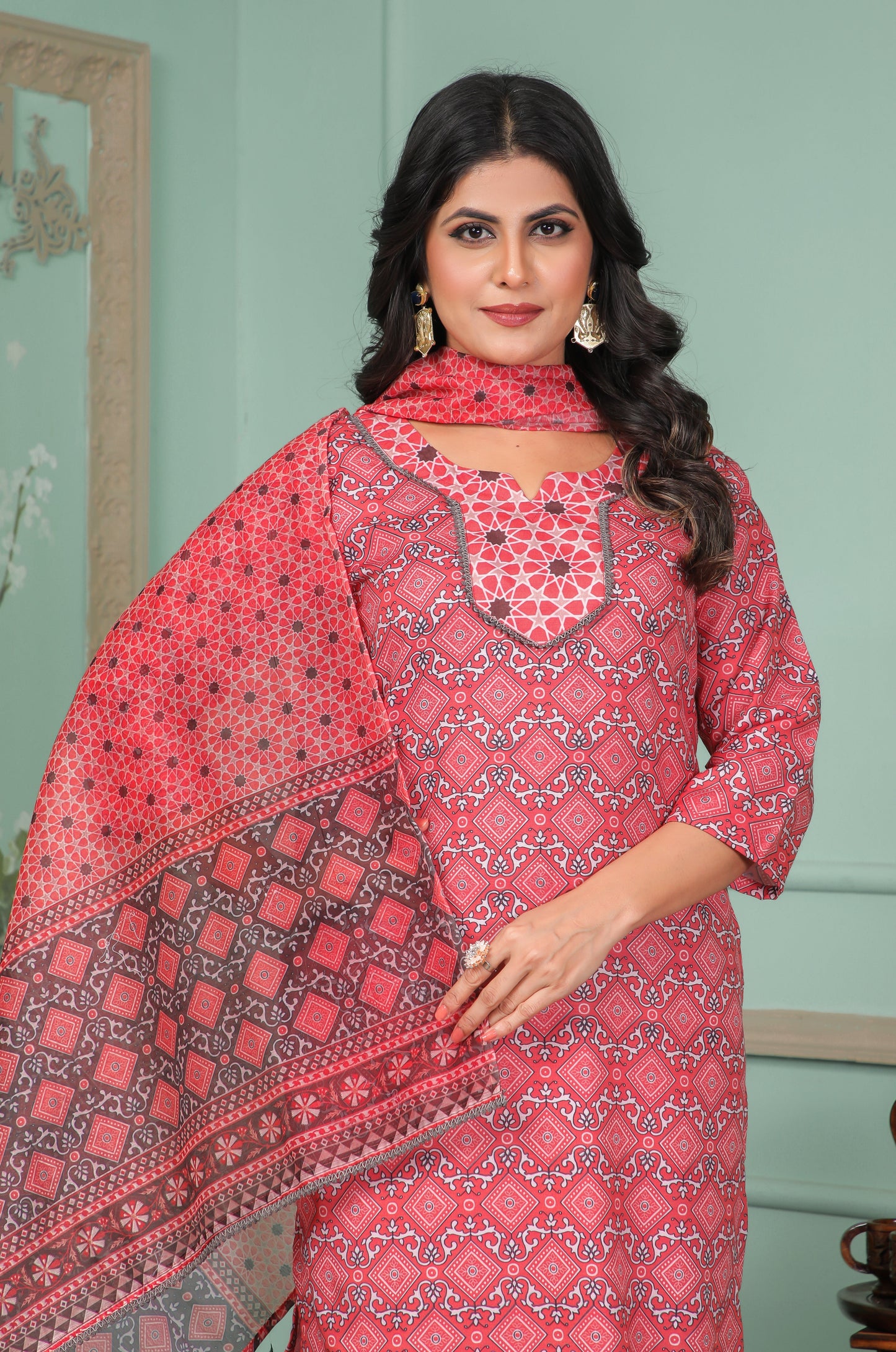 Casual Wear Rayon Pink Kurta Set