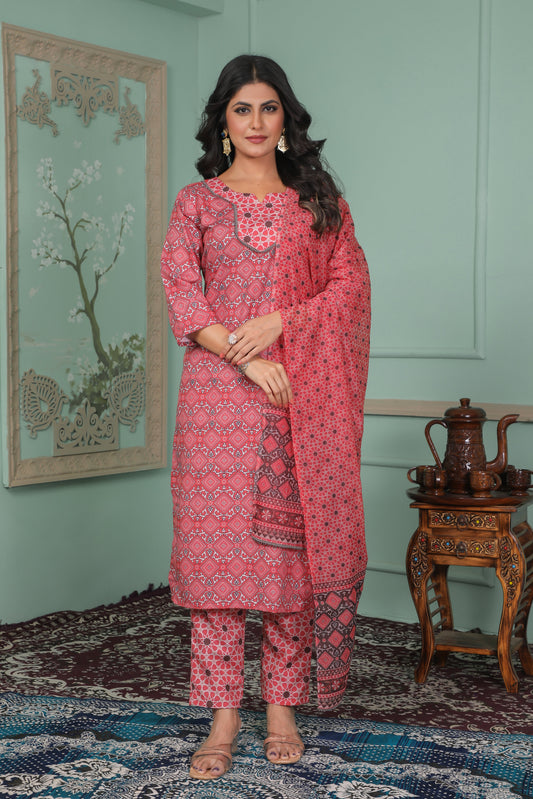 Casual Wear Rayon Pink Kurta Set