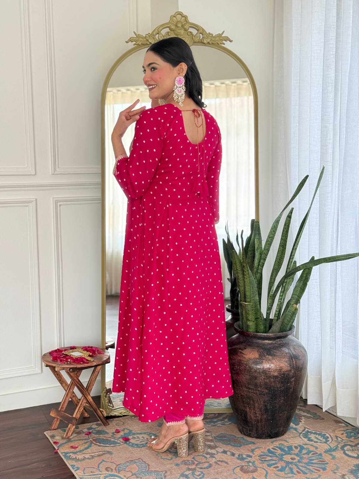 Graceful Pink Printed Anarkali Kurta Set with Dupatta