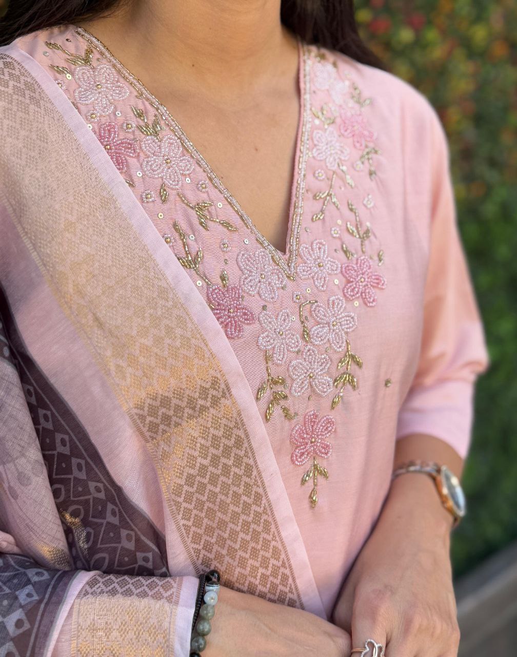 Classic Pink Kurta Set For Women