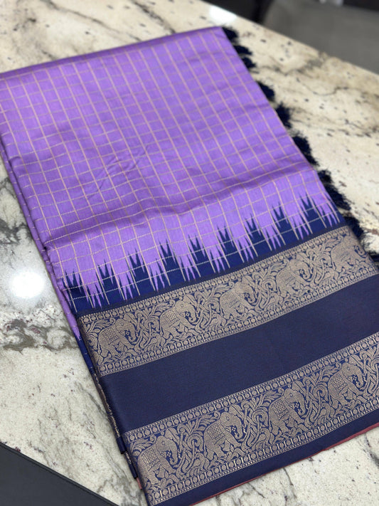 Lust Purple Soft Silk Gadwal Weaving Saree by My Store