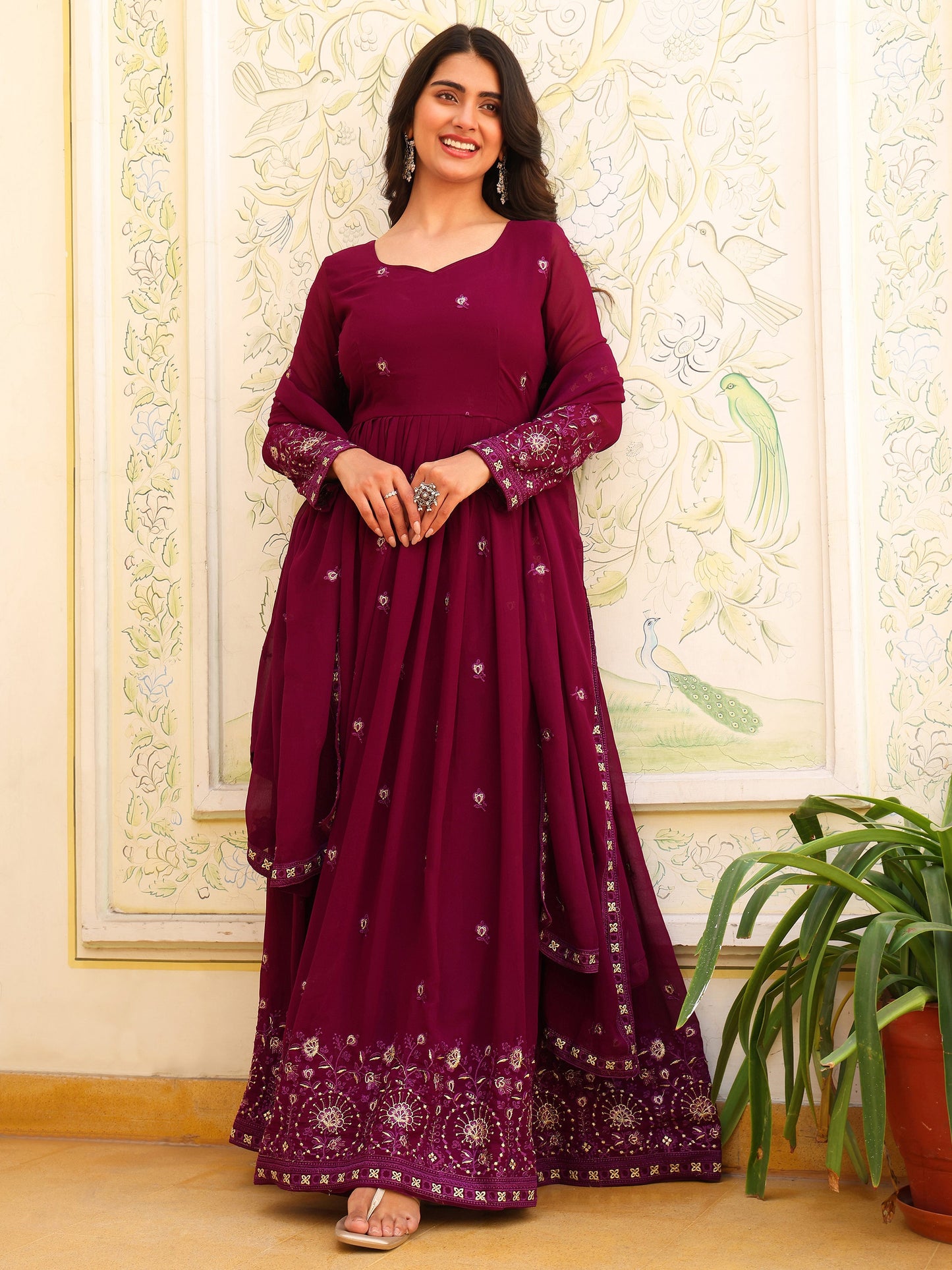 Purple Georgette Party Wear Anarkali Suit