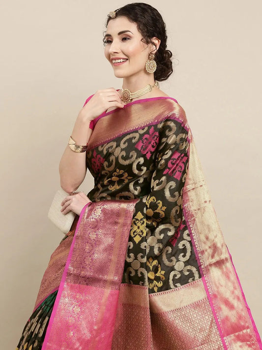 Exclusive Black Colour Dharmavaram Soft Silk Festive Wear Saree by My Store