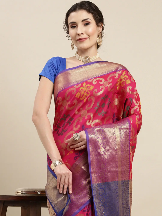 Exclusive Rani Colour Dharmavaram Soft Silk Festive Wear Saree by My Store
