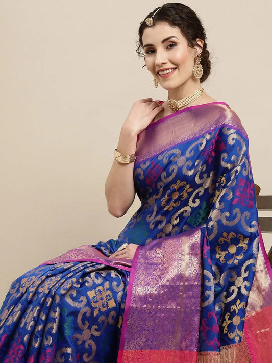 Exclusive Blue Colour Dharmavaram Soft Silk Festive Wear Saree by My Store