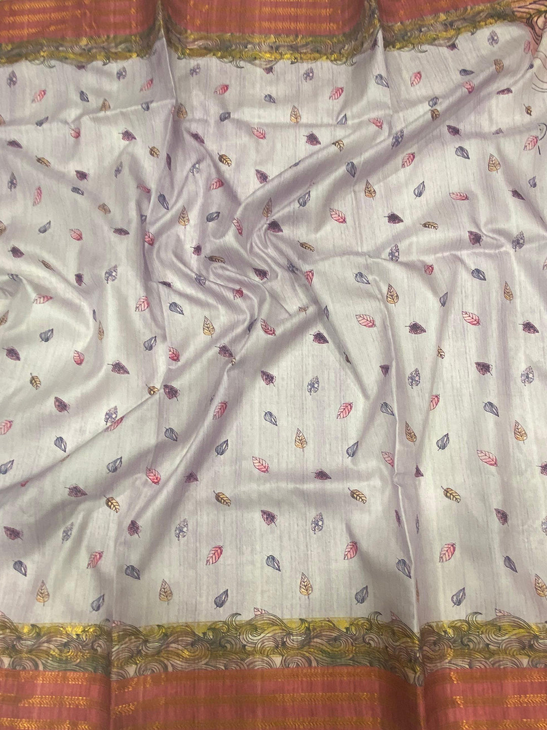 Purple Soft Silk Ocean Wave Patterns Saree by My Store
