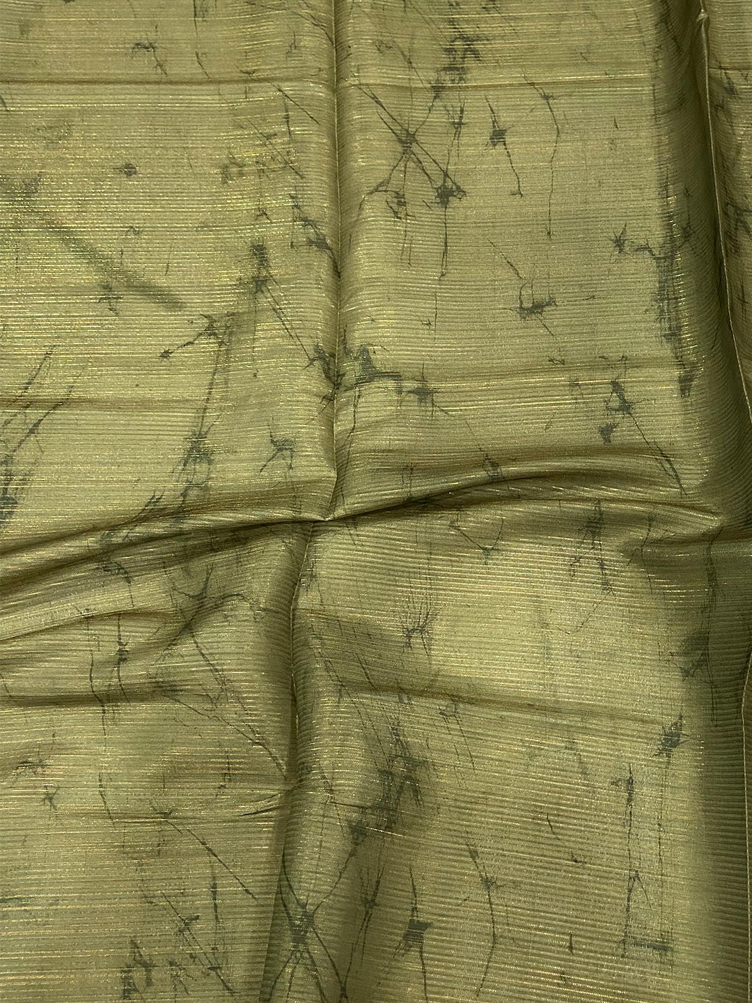 Olive Semi Zari Tussar Botanical Saree by My Store