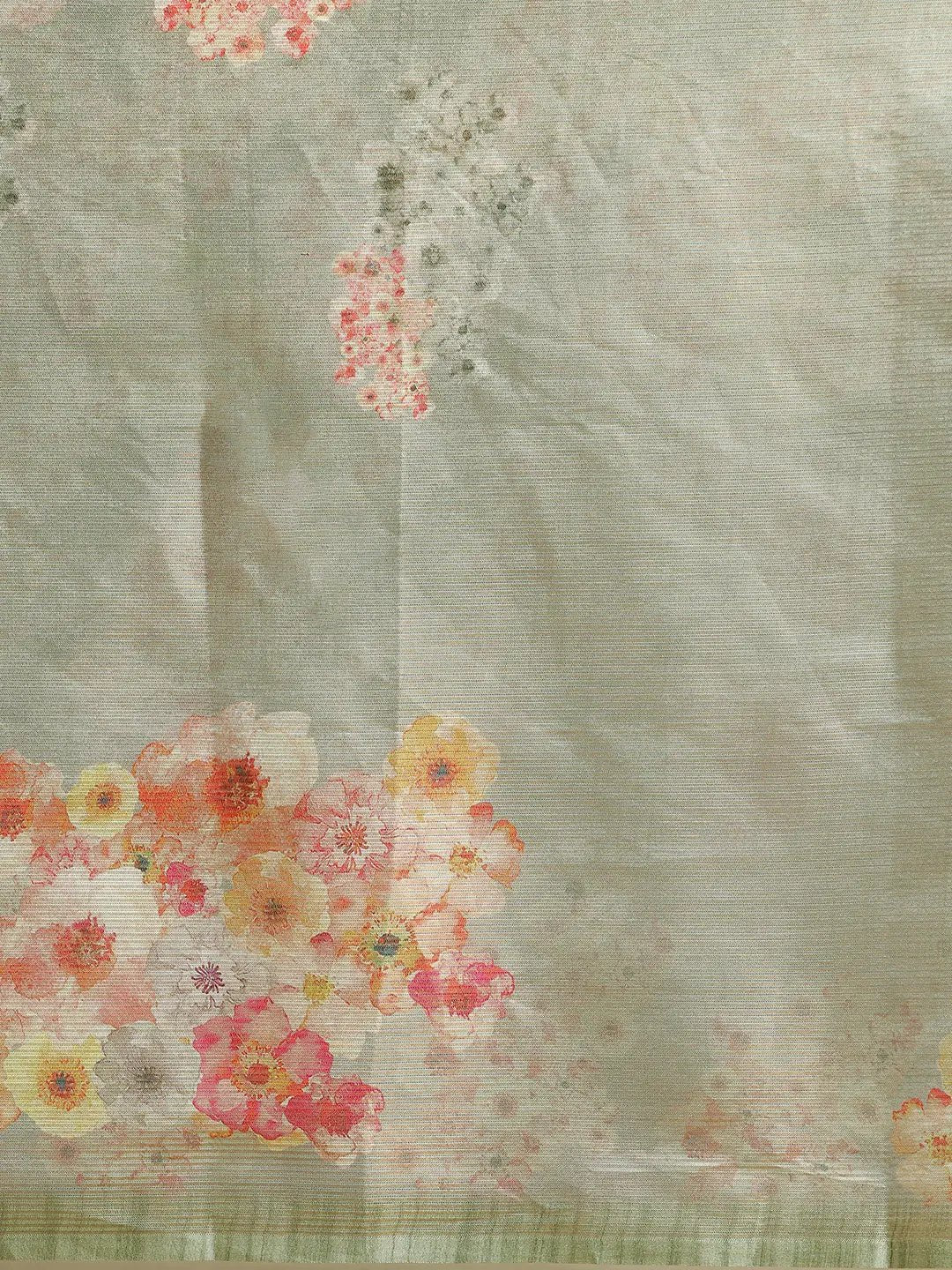 Maheshwari Floral Printed Saree With Solid by My Store