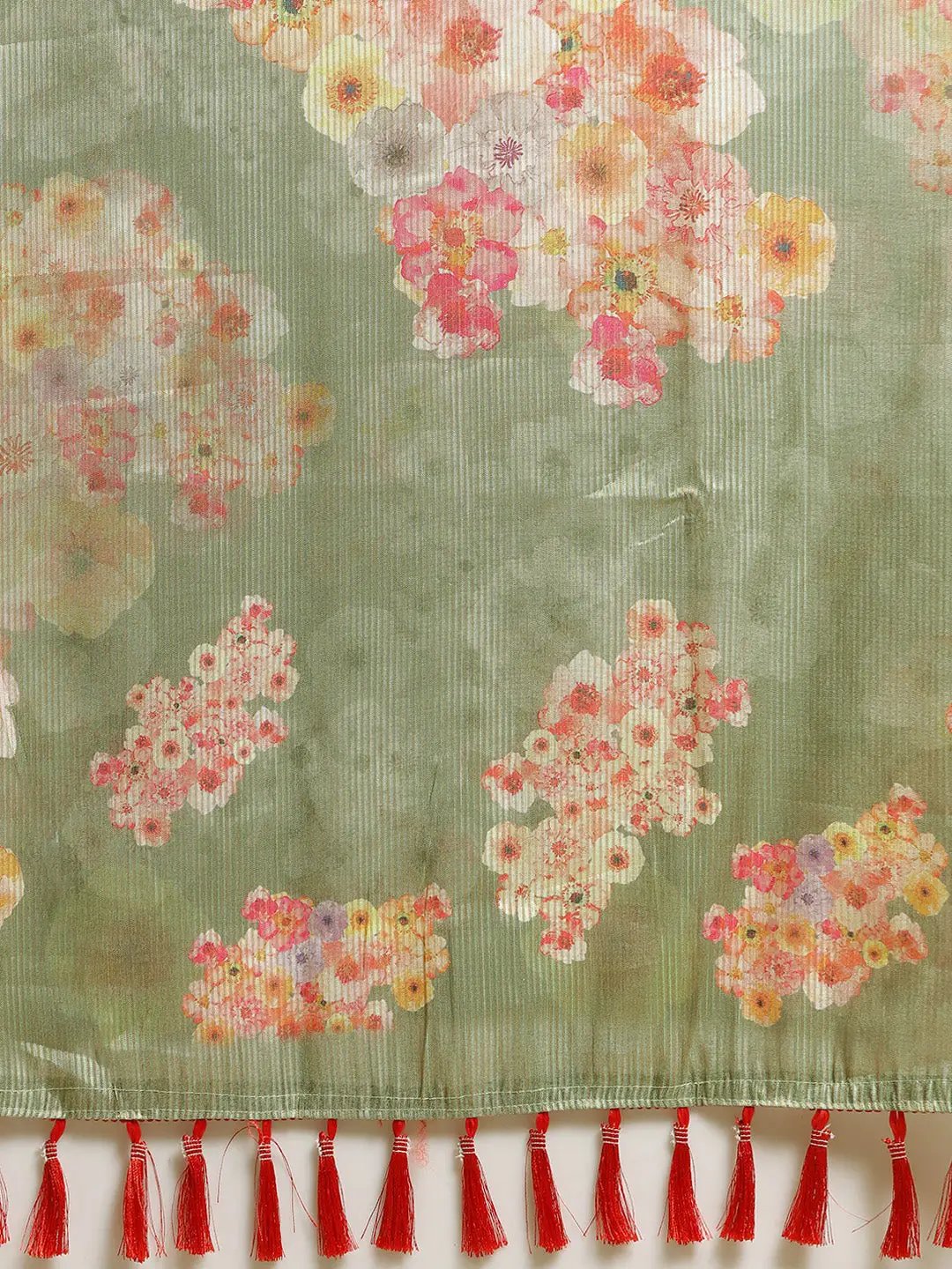 Maheshwari Floral Printed Saree With Solid by My Store