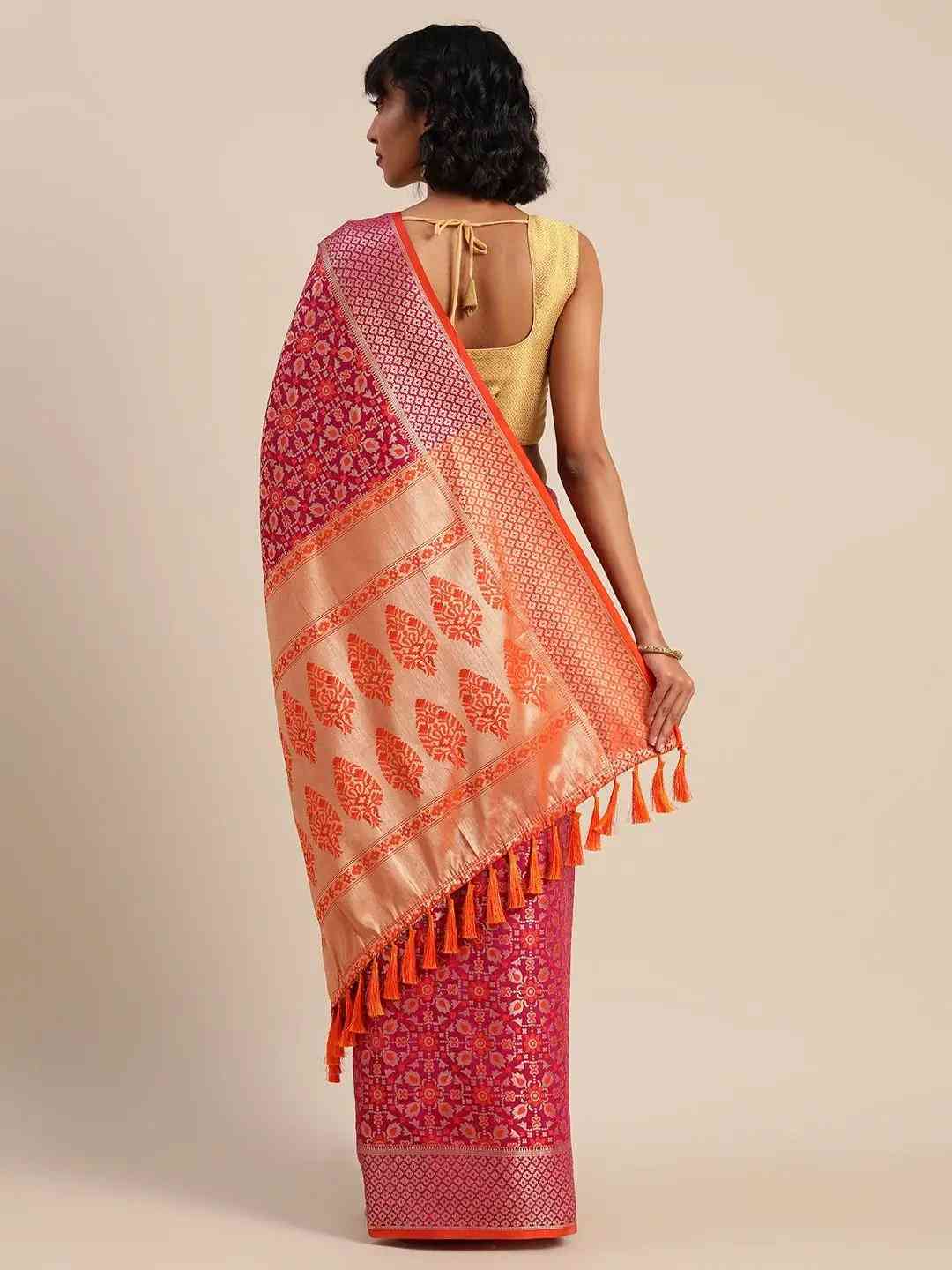 Banarasi Patola Weaving Silk Saree With Ressam Tassel by My Store