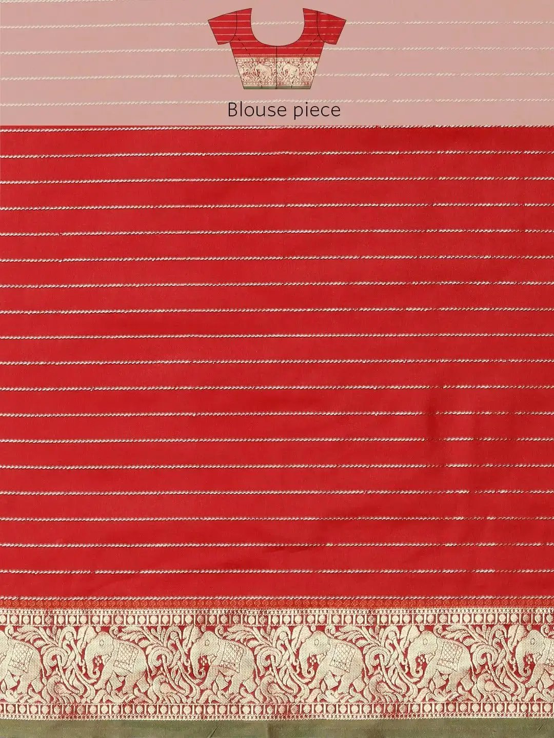 Banarasi Silk Saree with Intricate Checked Pattern and Woven Border