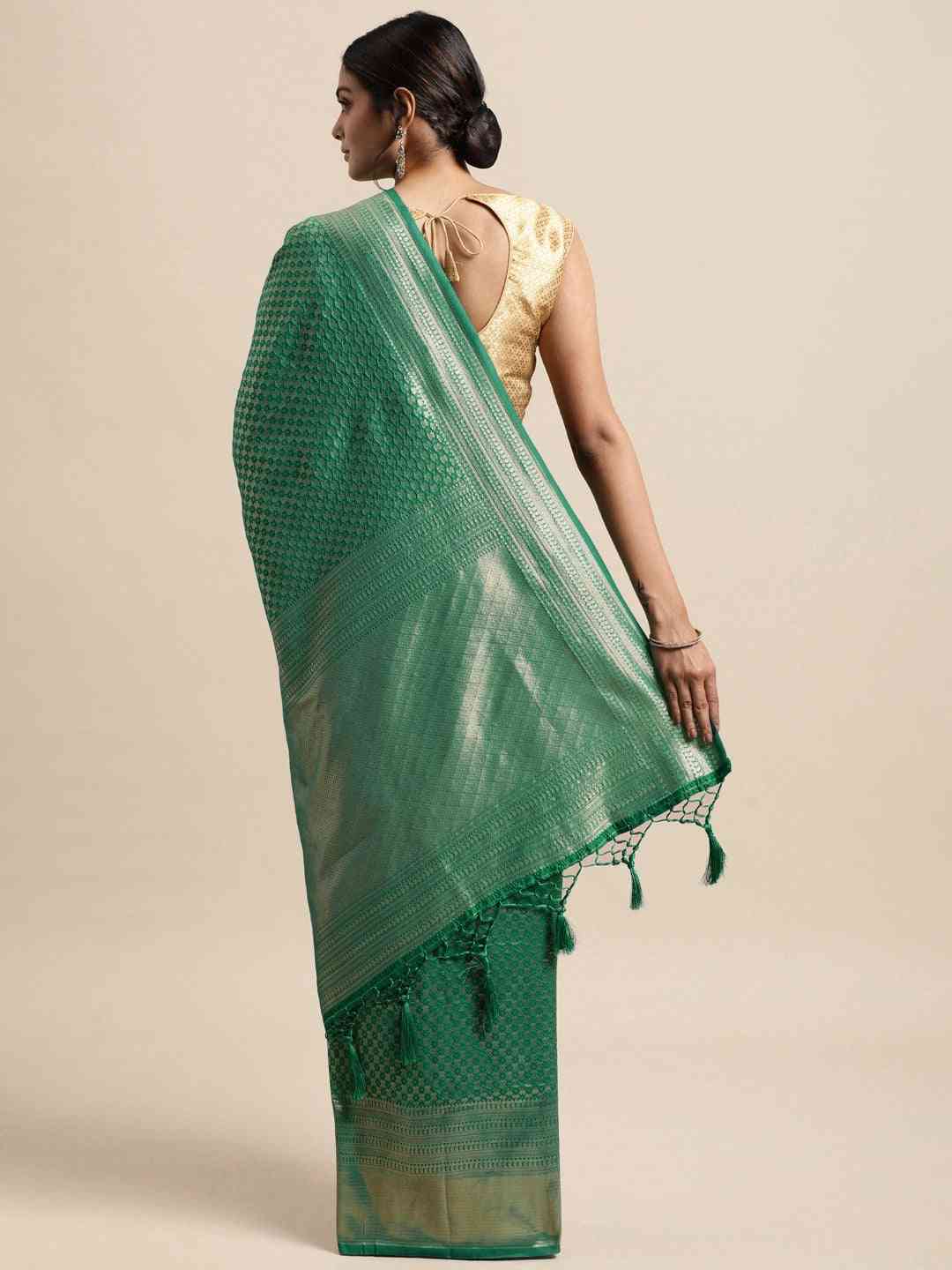Stylish Zari Border With Woven Design Kanjivaram Silk Saree by My Store