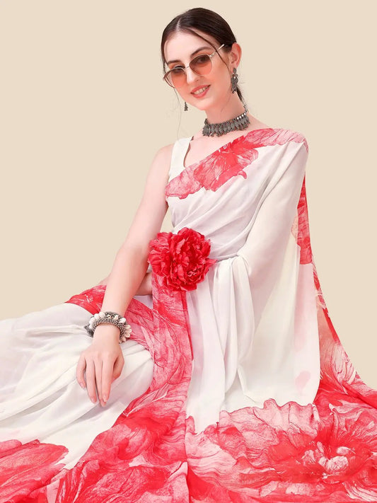 Soft Georgette Ombre Digital Print Saree by My Store